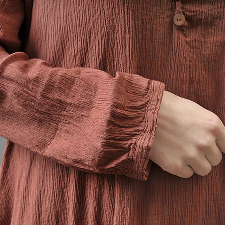 Terracotta Coloured Double Layered Korean Smock Abaya