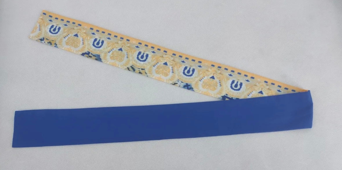 Moroccan Inspired Print on Light-Weight Blue Kaftan