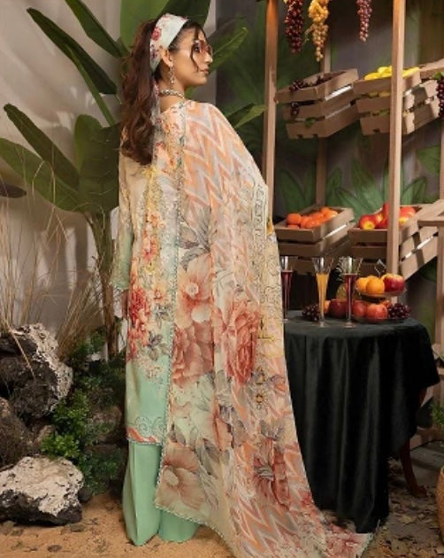 Pastel Turquoise Pakistani Salwar Kameez with Floral Design