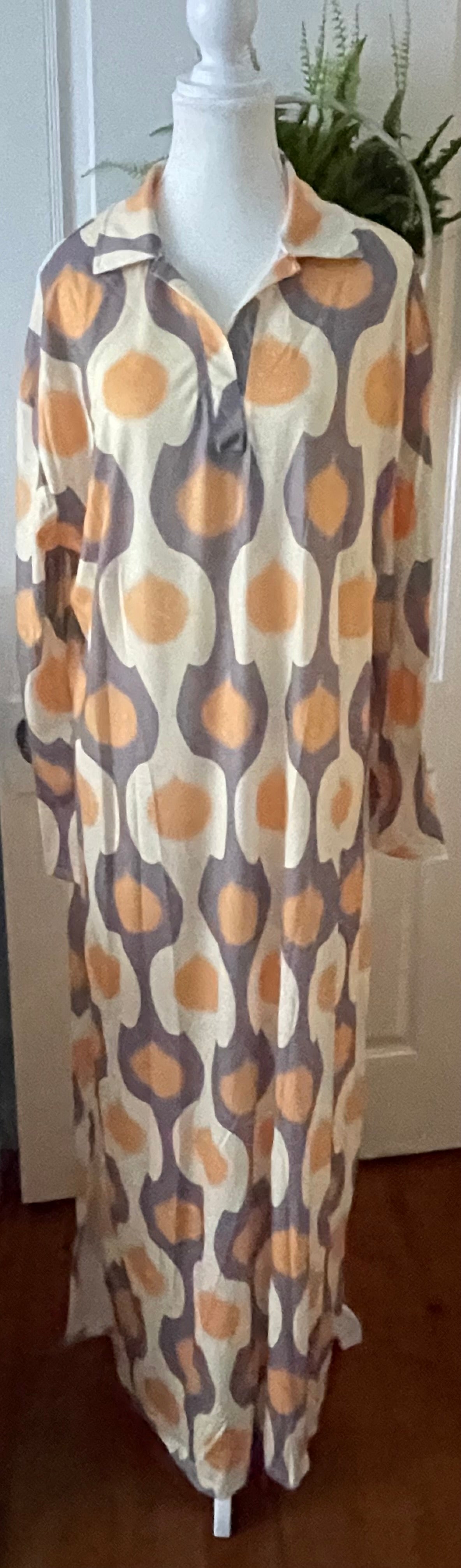 Summer Shirt Dress with Ikat Inspired Print
