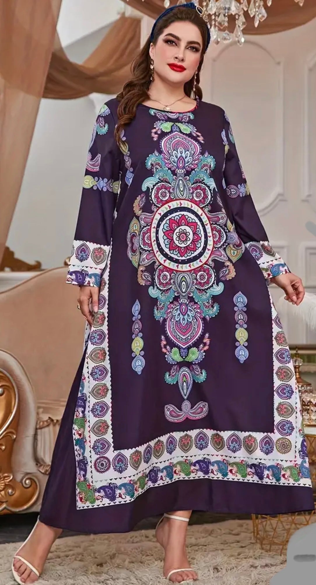 Indo-Western Fusion Deep Purple Abaya Dress