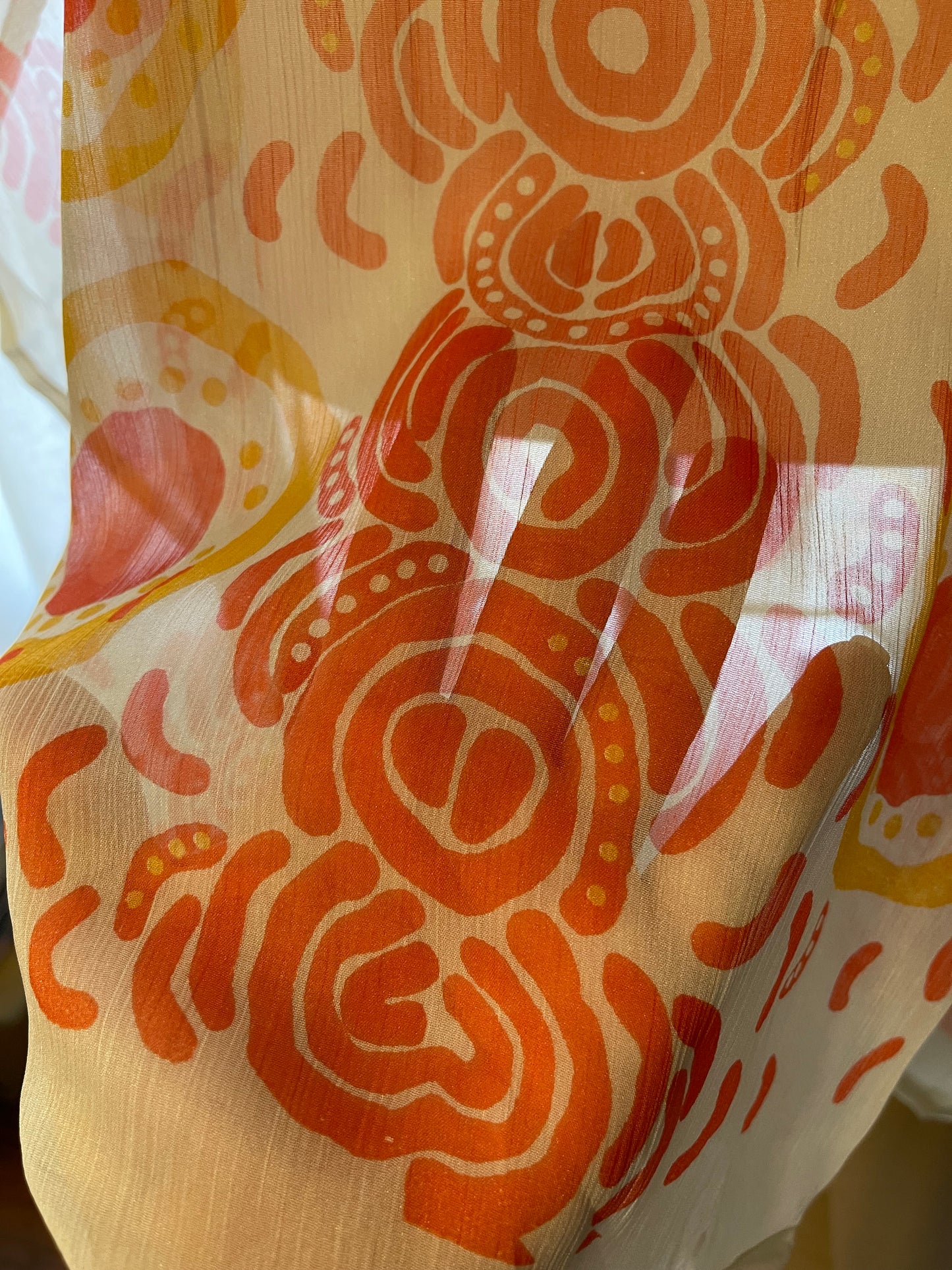 Aboriginal Art Polyester Chiffon Short Kaftan