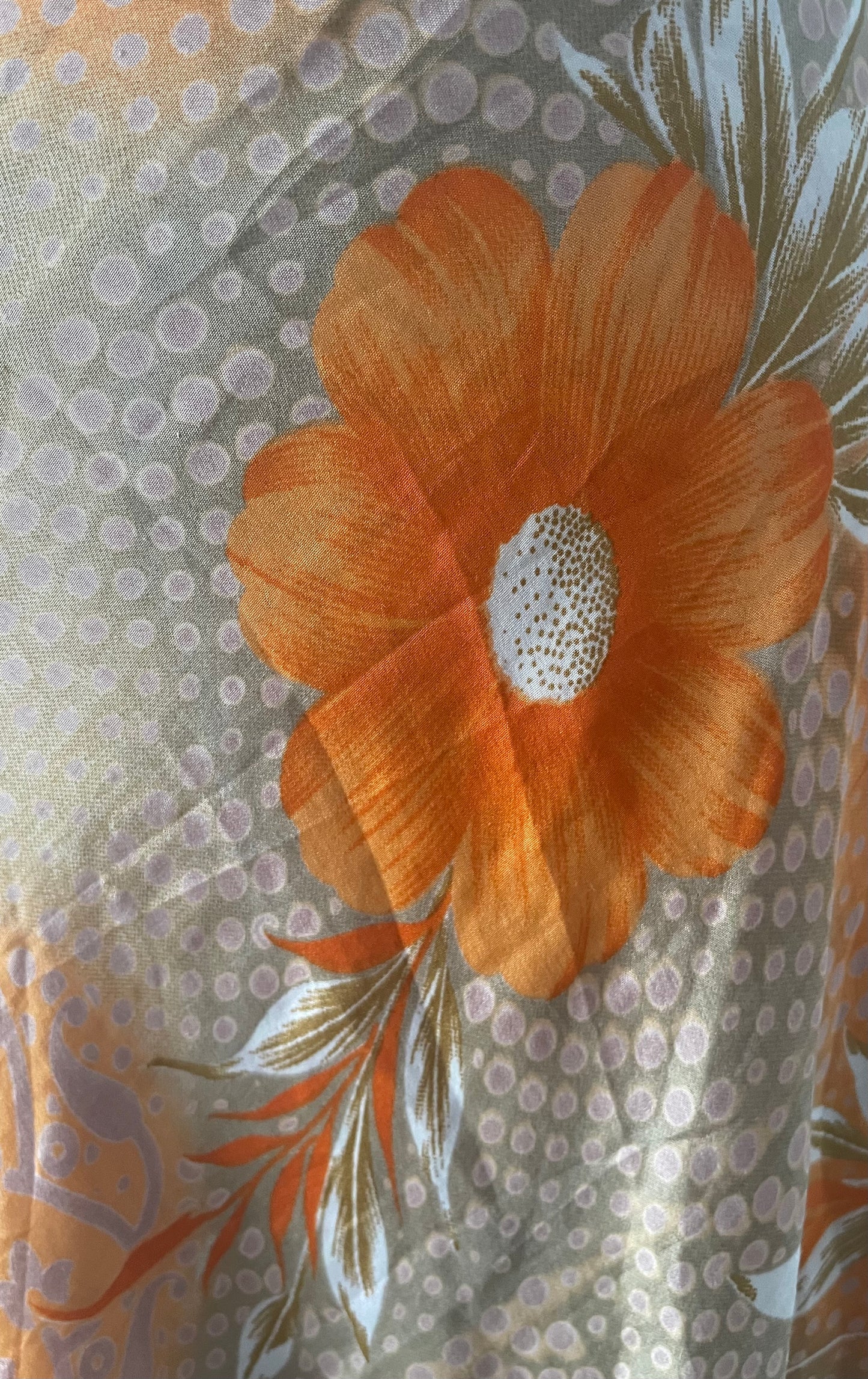 Sari Silk Double Sides Wrapper Skirt - Orange and Warm Beige
