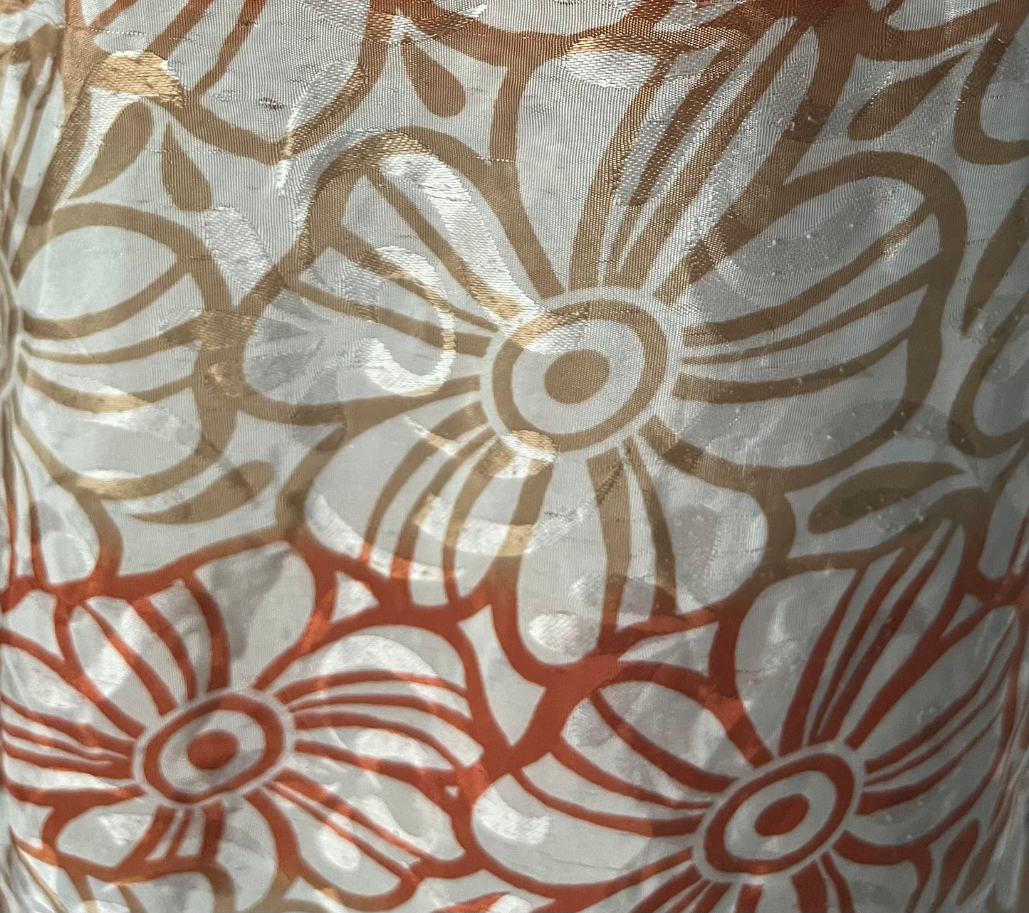 Sari Silk Double Sides Wrapper Skirt - Orange and Warm Beige
