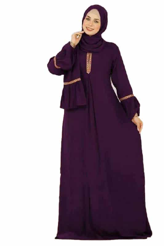 Mulberry Purple Elegant Esdel Dress with Matching Scarf