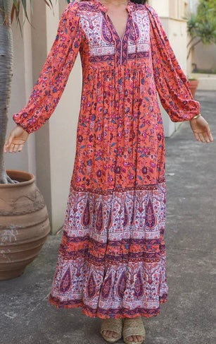 Coral Coloured Bohemian Dress