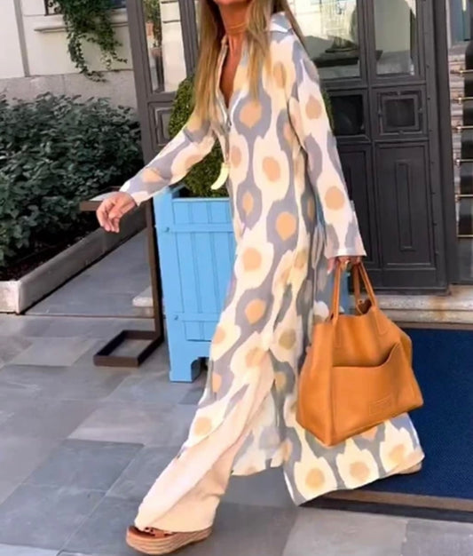 Summer Shirt Dress with Ikat Inspired Print