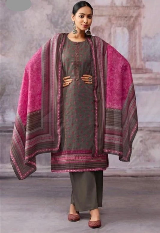 Chocolate Brown and Fuschia Salwar Kameez