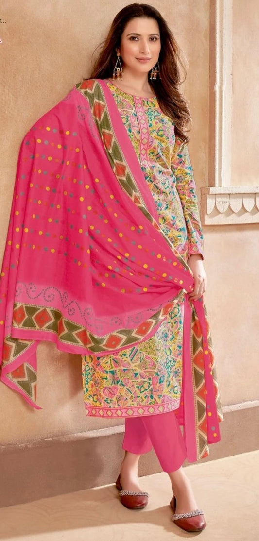 Multicoloured Salwar Kameez with Ornate Pattern