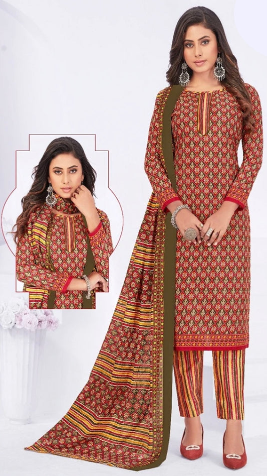 Red and Earthy Coloured Salwar Kameez