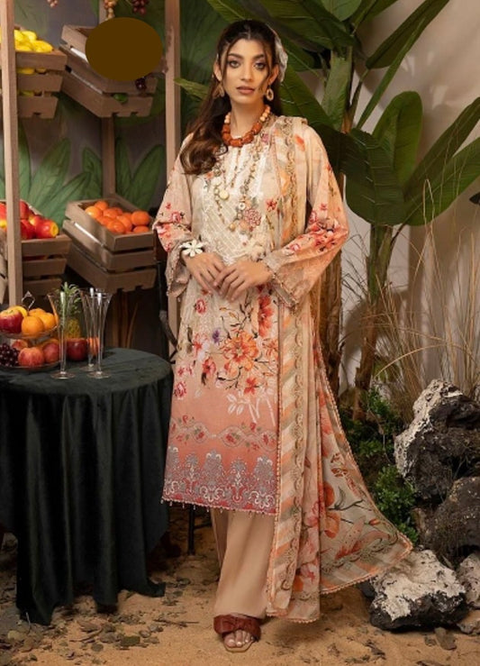 Pastel Orange Pakistani Salwar Kameez with Floral Design