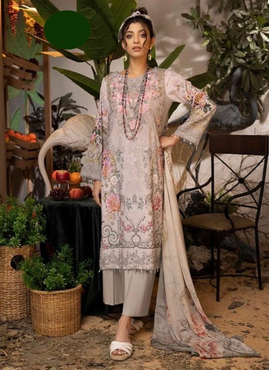 Pastel Beige Pakistani Salwar Kameez with Floral Design