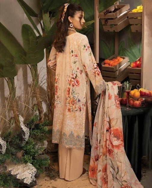 Pastel Orange Pakistani Salwar Kameez with Floral Design