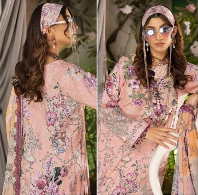 Pastel Pink Pakistani Salwar Kameez with Floral Design