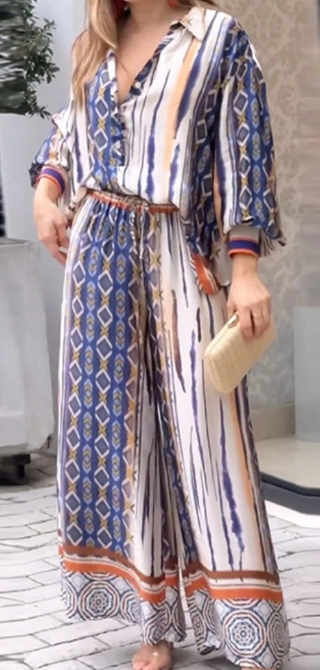 Patterned Pants Suit
