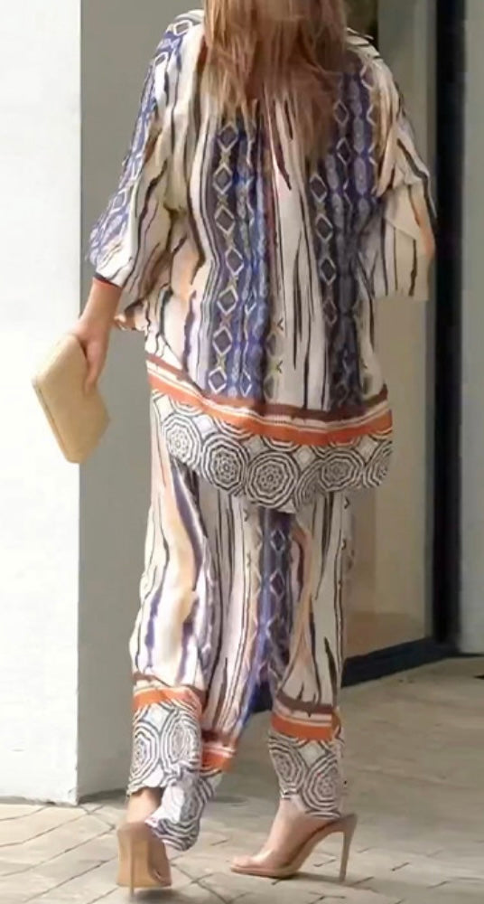 Patterned Pants Suit
