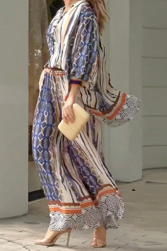 Patterned Pants Suit