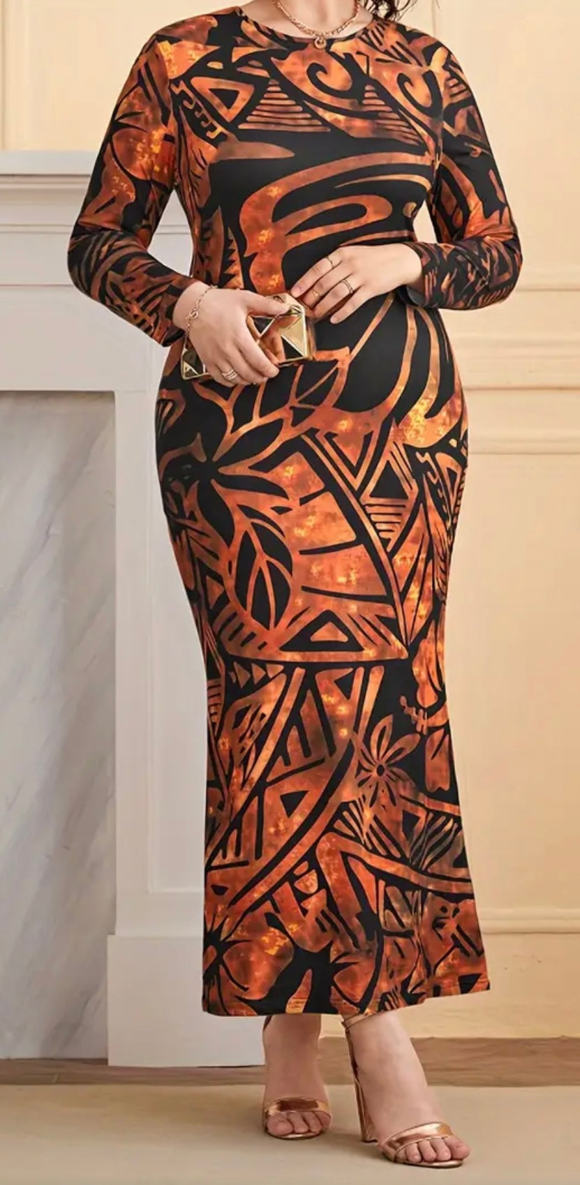 Polynesian Inspired Design on Straight Dress