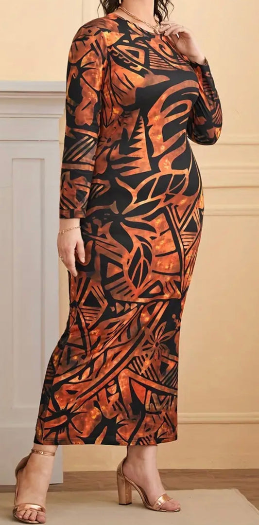 Polynesian Inspired Design on Straight Dress