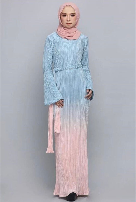 Baby Blue and Pink Abaya Dress