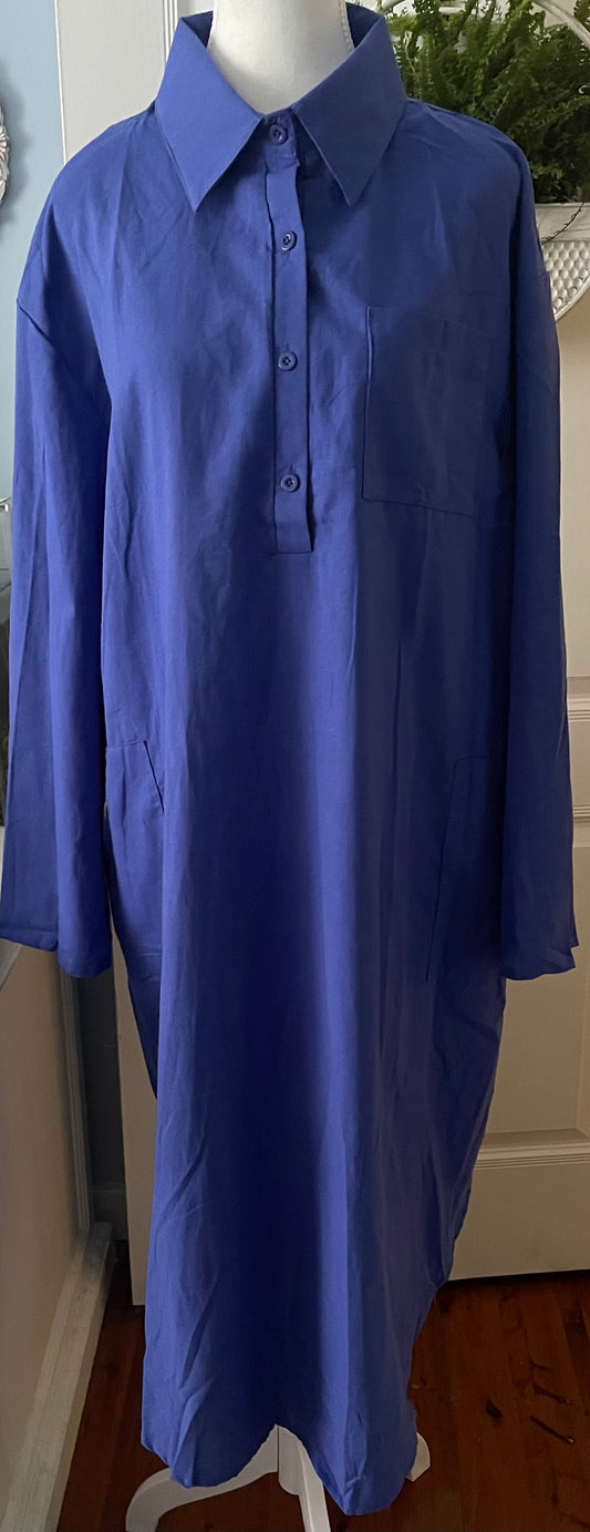 Royal Blue Korean Fashion Smock