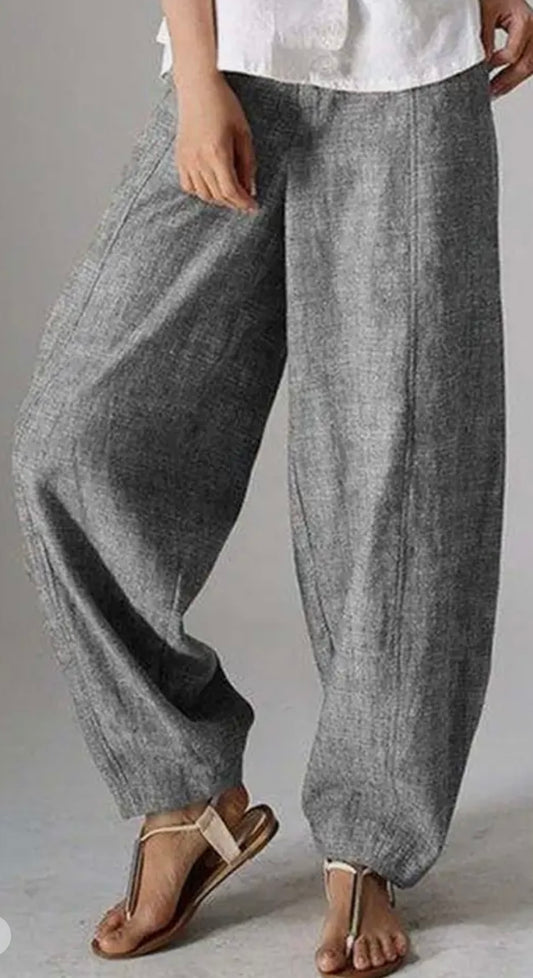 Linen Wide Leg Pants - Neutral